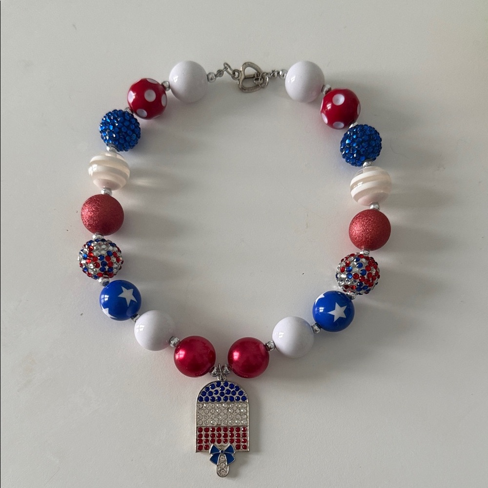 Red, White, and Blue Beaded Necklace